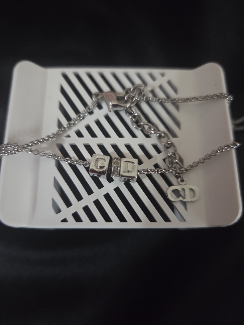 Dior Silver-Tone CD Initial Double-Chain Necklace